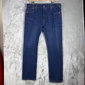Levi's 501 Premium Jeans Mens Big E W38 L34 Blue Straight Leg Denim Button Fly